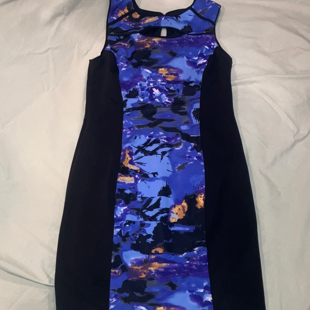 Cynthia Rowley Vibrant Blue and Black Midi Dress